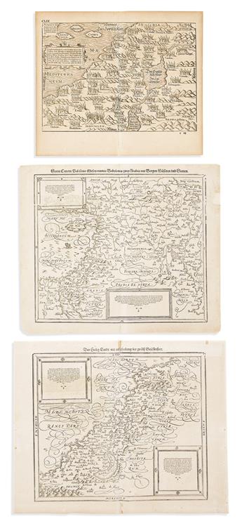 (HOLY LAND.) Group of 8 sixteenth-and-seventeenth-century engraved maps.